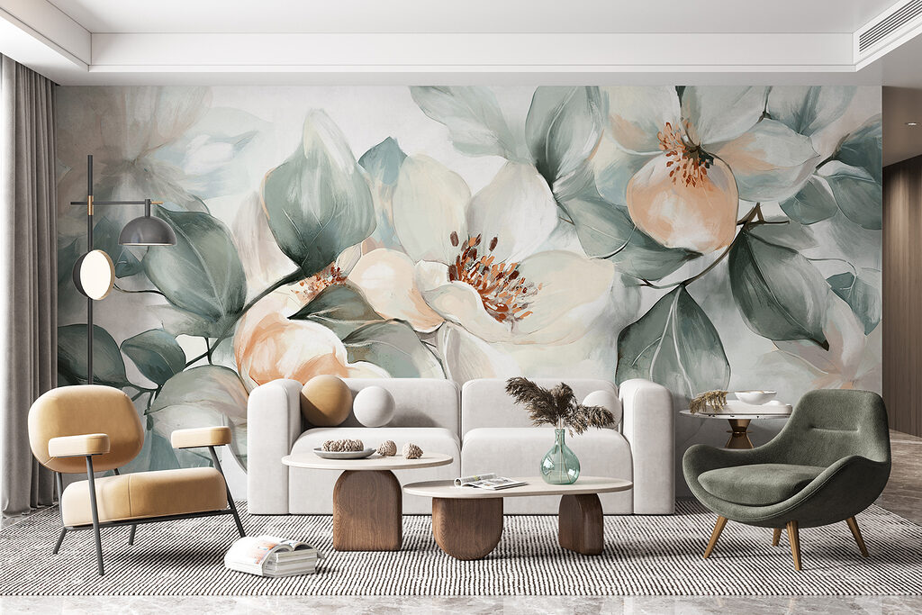 Painting of flowers and leaves Painting of flowers and leaves