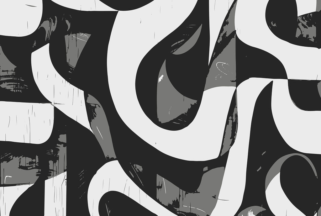Immagine in bianco e nero di un motivo a vortice Immagine in bianco e nero di un motivo a vortice