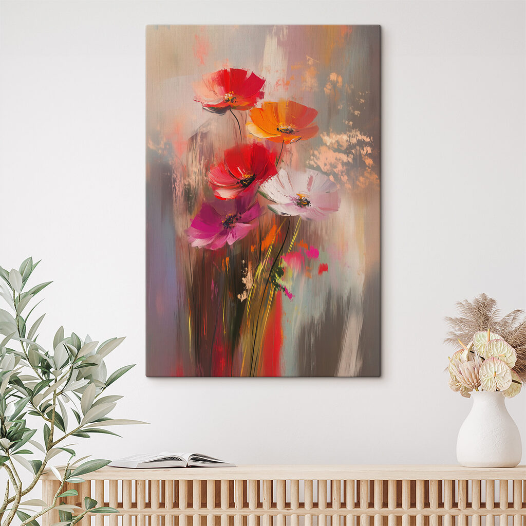 Painting of flowers on a glass surface Painting of flowers on a glass surface
