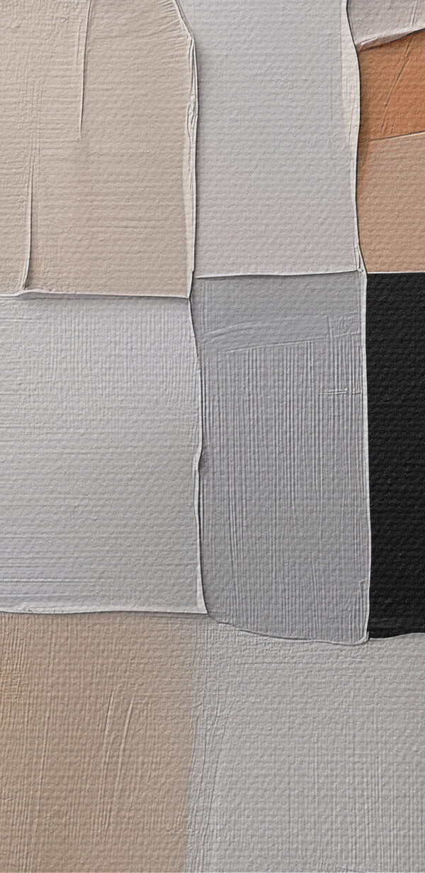 Painting of a white wall with black squares and a black square Painting of a white wall with black squares and a black square