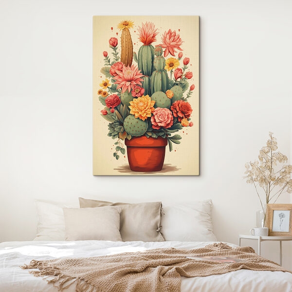 Quadri Quadri Cactus e fiori in vaso (COD: s40316)