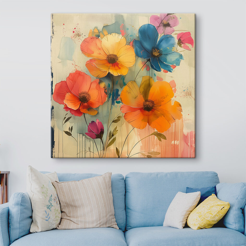 Painting of flowers on a white background Painting of flowers on a white background