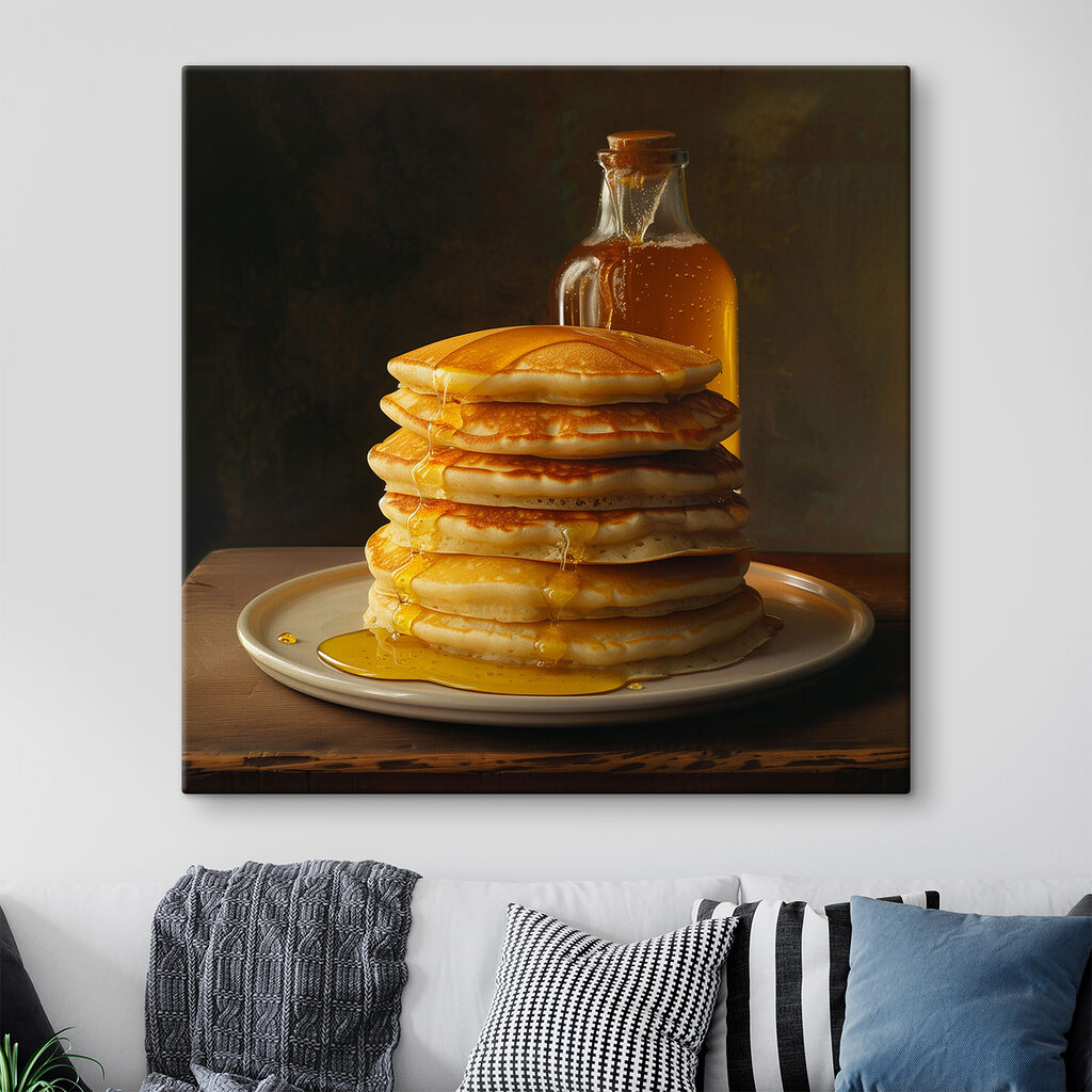 Stack of pancakes with syrup on a plate Stack of pancakes with syrup on a plate
