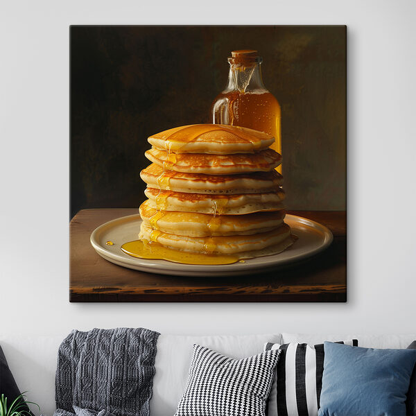 Stack of pancakes with syrup on a plate Stack of pancakes with syrup on a plate