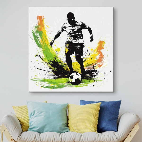 Quadri Un uomo che calcia un pallone da calcio (COD: s40381) Quadri Quadri Un uomo che calcia un pallone da calcio (COD: s40381)