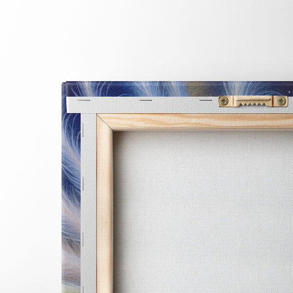 White swan with yellow and blue feathers
