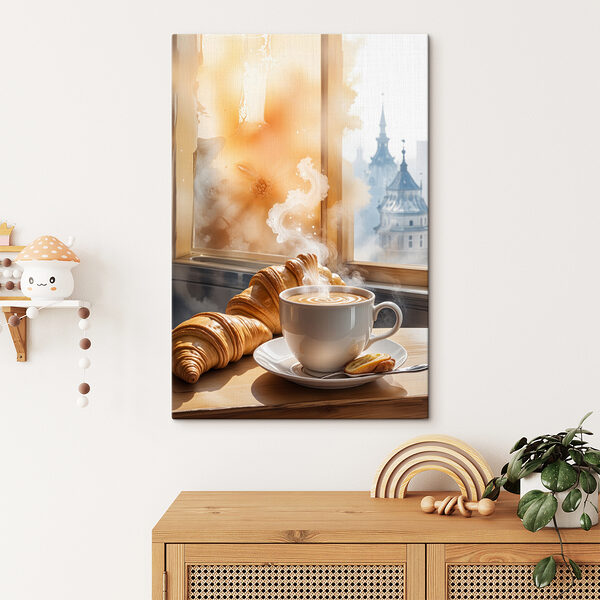 Quadri Una tazza di caffè e dei croissant su un tavolo (COD: s40405) Quadri Quadri Una tazza di caffè e dei croissant su un tavolo (COD: s40405)