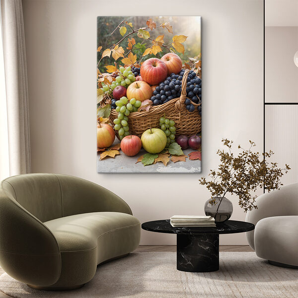 Quadri Cesto di frutta con foglie