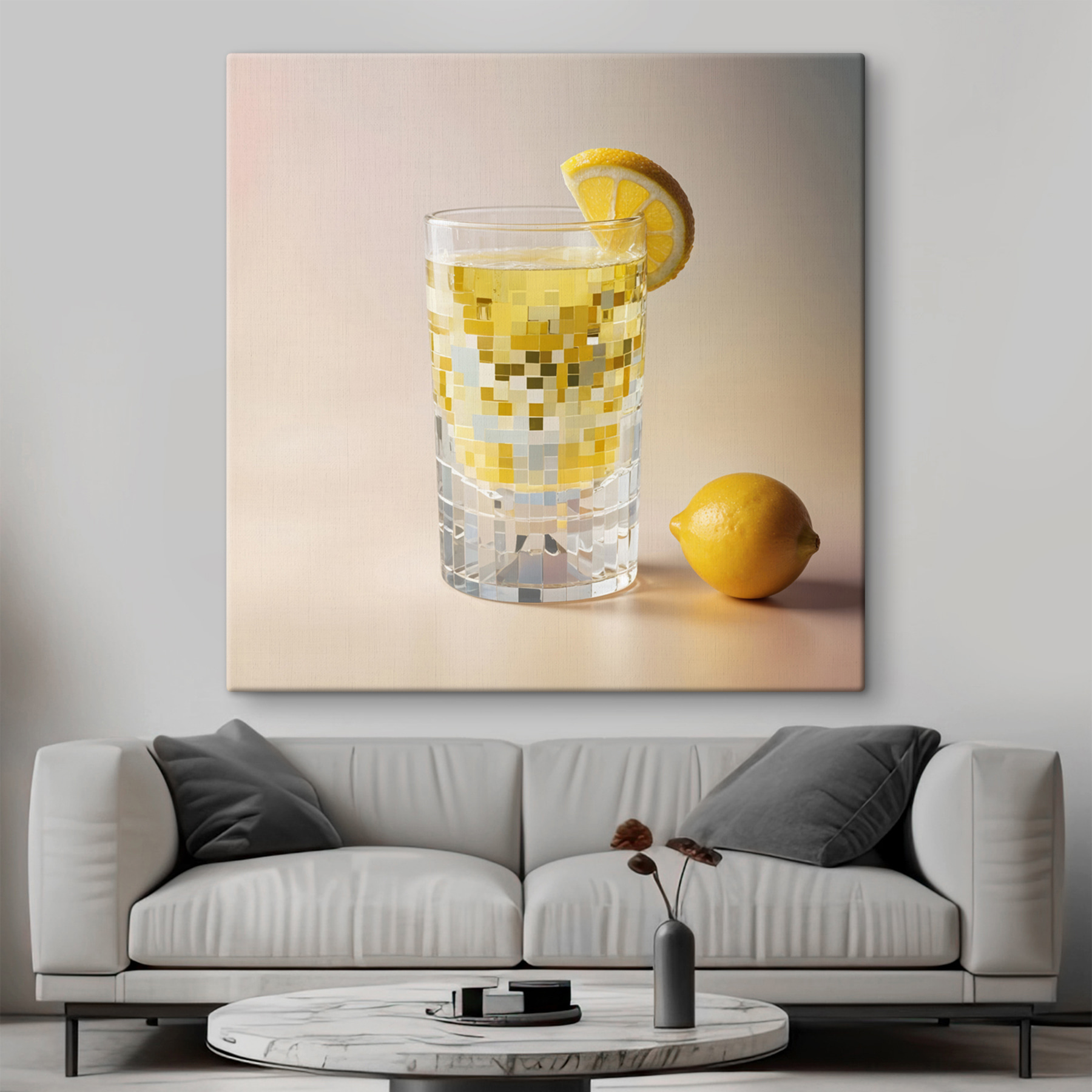 Glass of liquid with a lemon wedge and a lemon on the side Glass of liquid with a lemon wedge and a lemon on the side