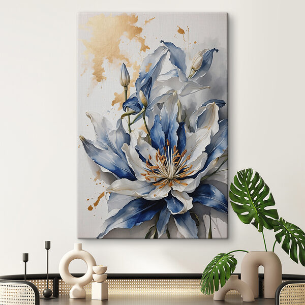 Quadri Quadri Dipinto raffigurante un fiore bianco e blu (COD: s40329)