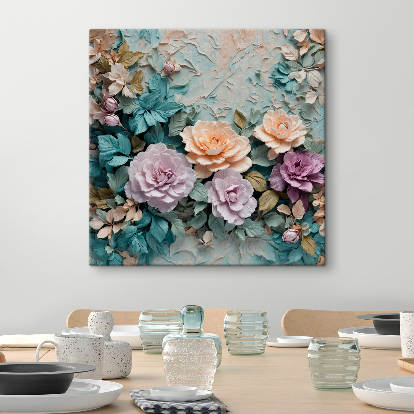 Group of flowers on a wall