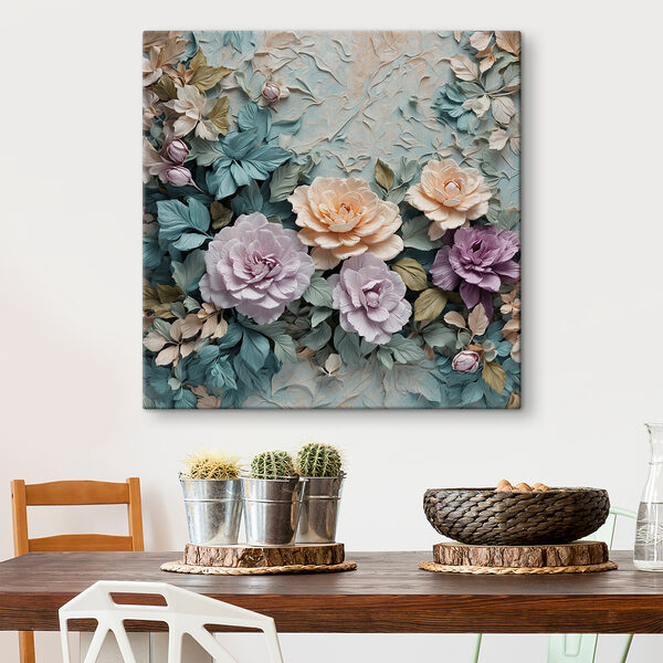 Group of flowers on a wall