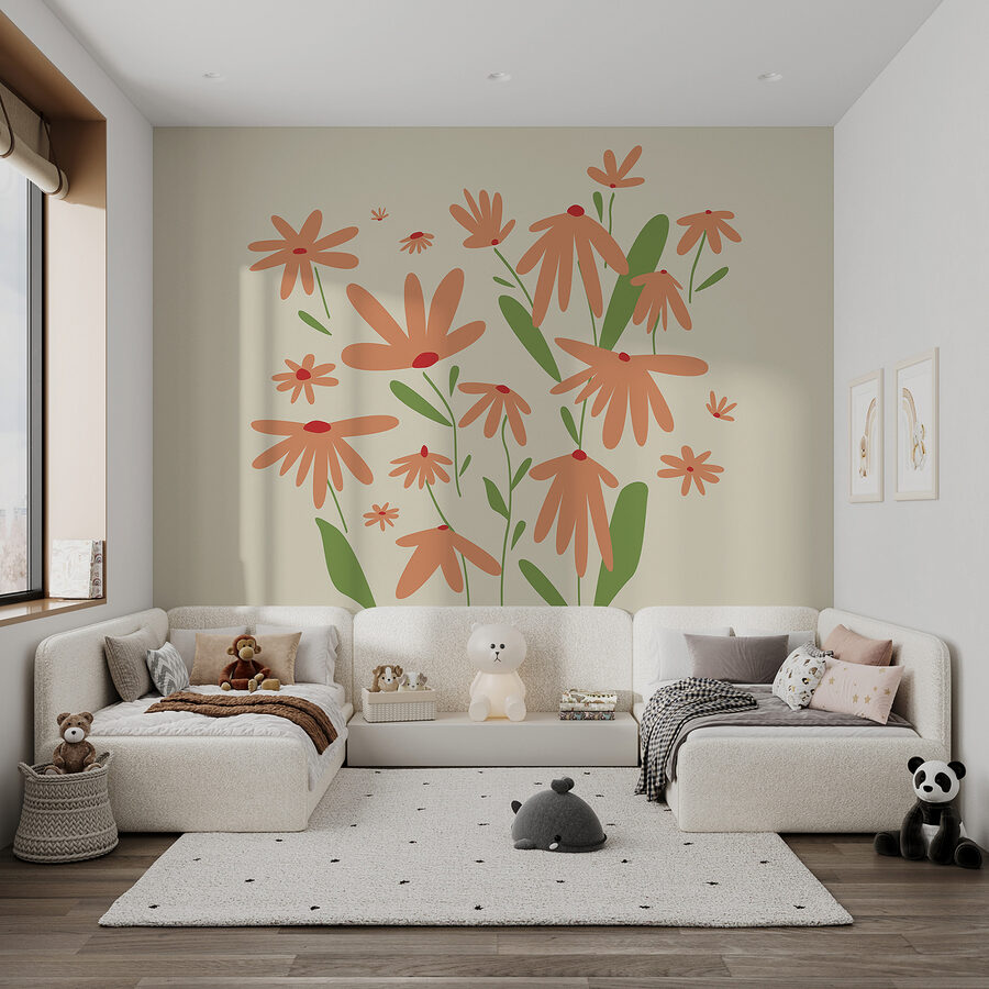 Carta da parati Gruppo di fiori arancioni - immagine 2