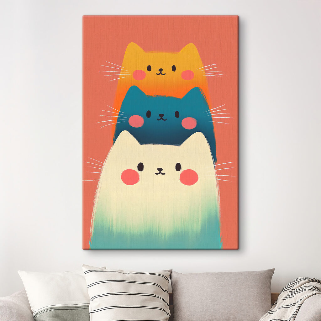 Group of cats on a pink background Group of cats on a pink background