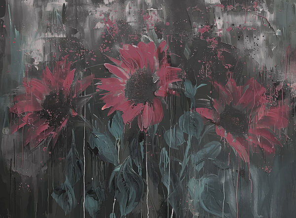 Pittura di fiori su una parete Pittura di fiori su una parete