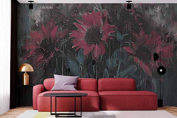 Pittura di fiori su una parete Pittura di fiori su una parete