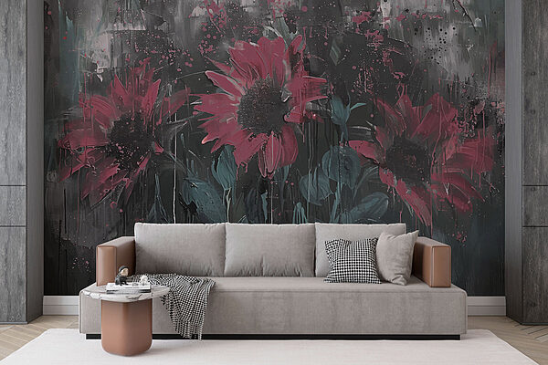 Pittura di fiori su una parete Pittura di fiori su una parete