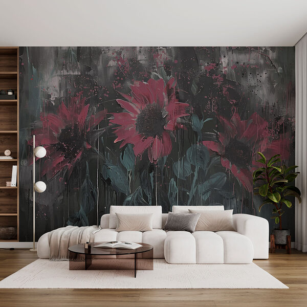 Pittura di fiori su una parete Pittura di fiori su una parete