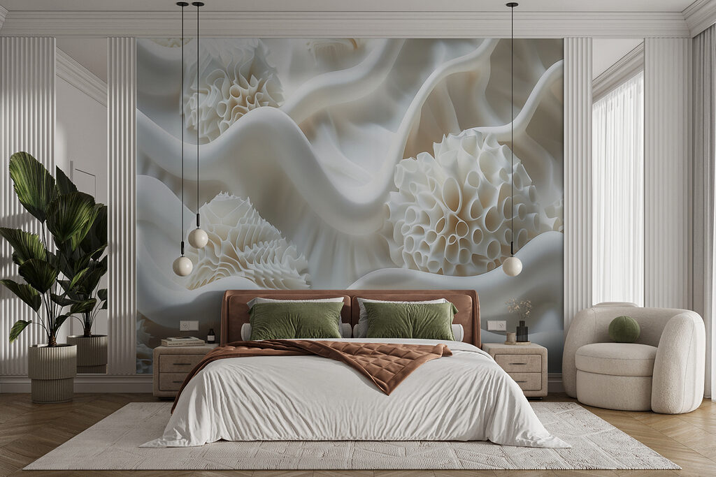 White fabric with white balls