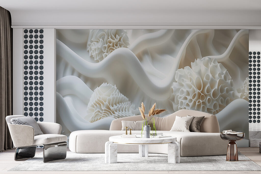 White fabric with white balls