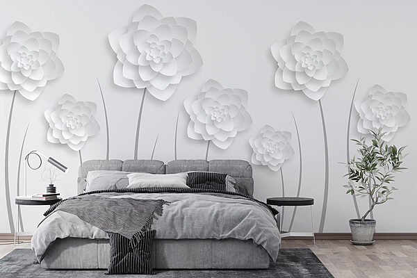 Fiori di carta bianca su sfondo bianco Fiori di carta bianca su sfondo bianco