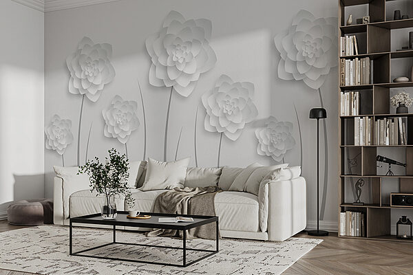 Fiori di carta bianca su sfondo bianco Fiori di carta bianca su sfondo bianco