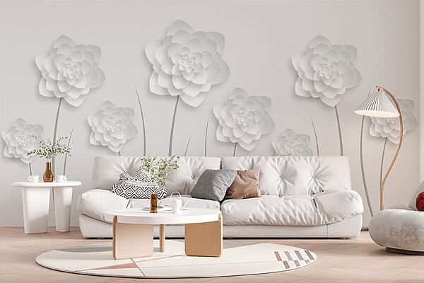Fiori di carta bianca su sfondo bianco Fiori di carta bianca su sfondo bianco