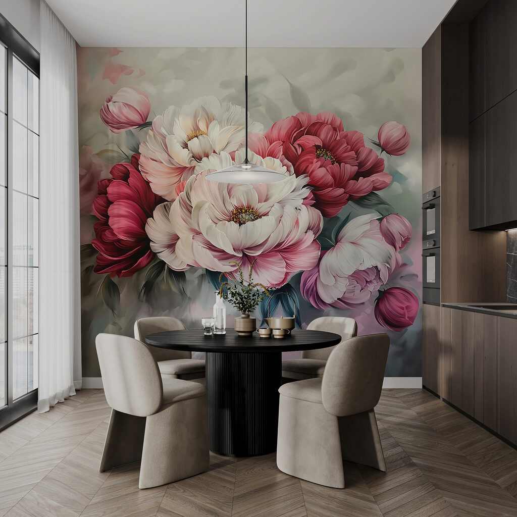 Painting of flowers on a surface