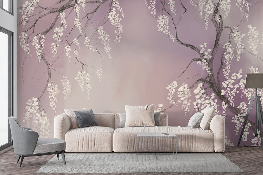 Ramo d'albero con fiori bianchi