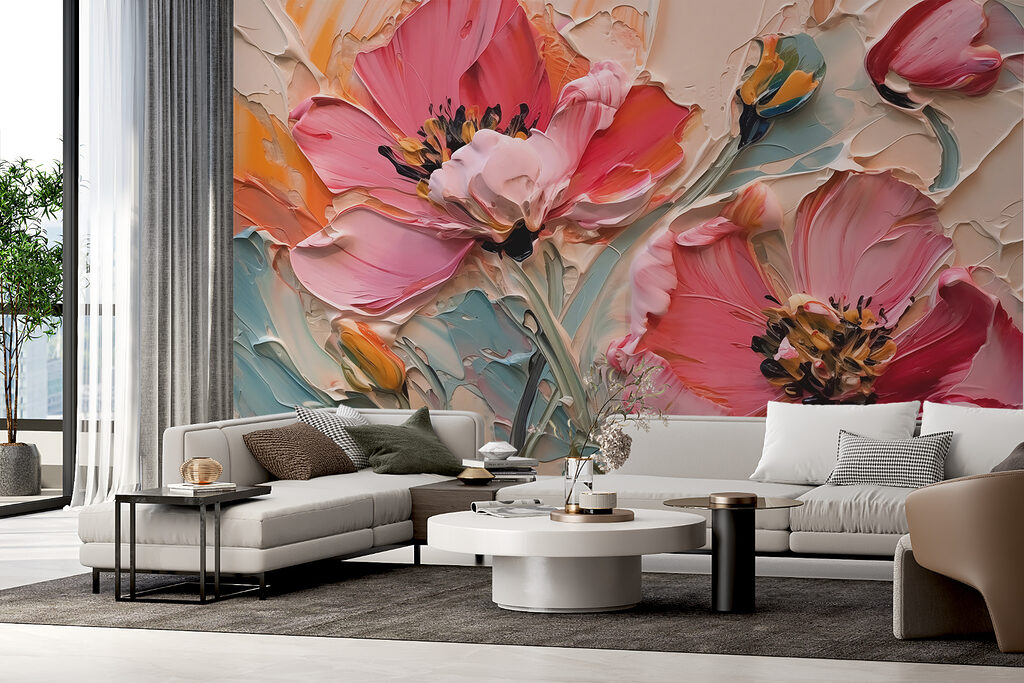 Painting of flowers on a canvas Painting of flowers on a canvas