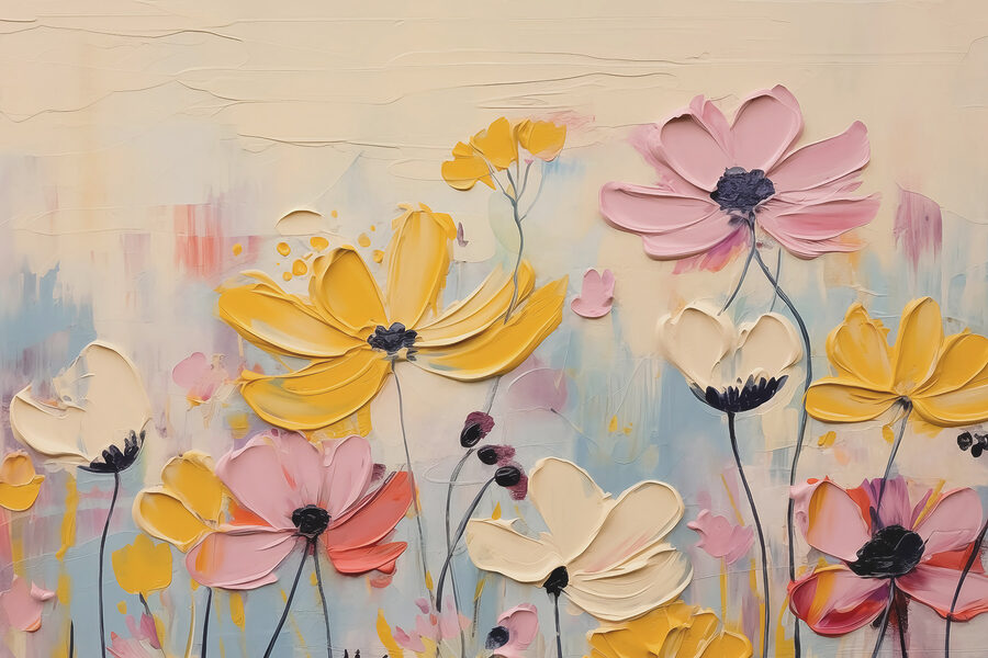 Pittura di fiori su una superficie bianca