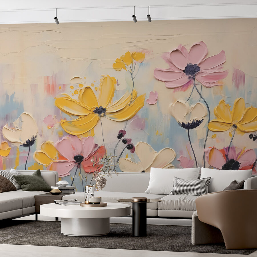 Pittura di fiori su una superficie bianca