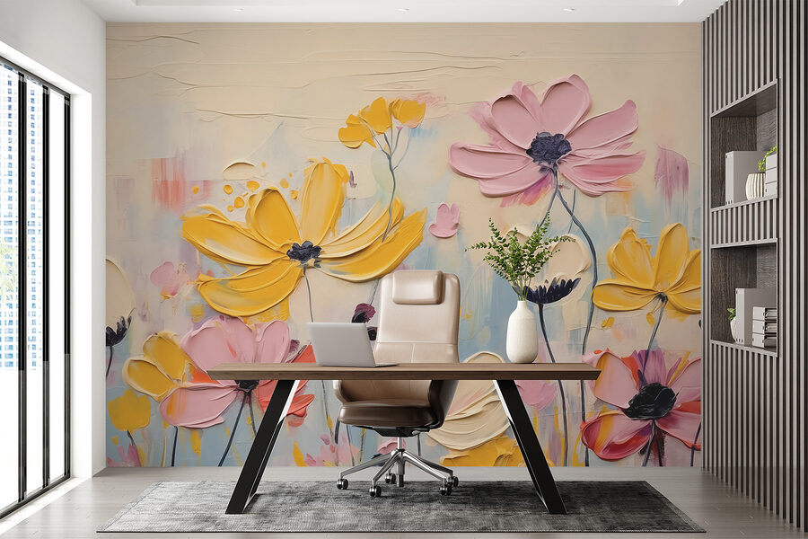 Pittura di fiori su una superficie bianca