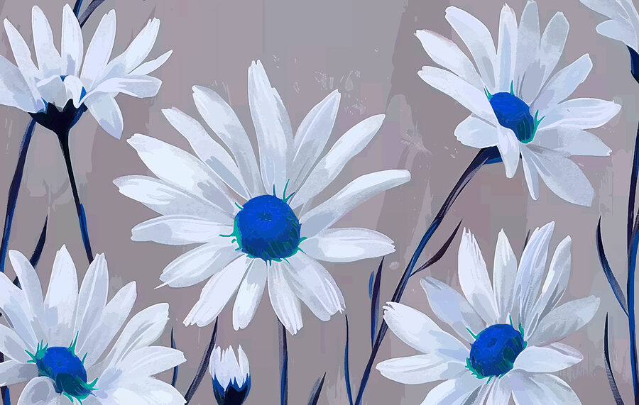 Gruppo di fiori bianchi con centro blu
