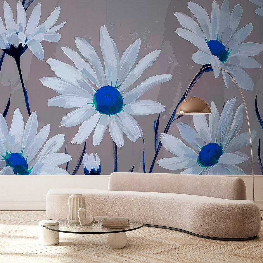 Gruppo di fiori bianchi con centro blu