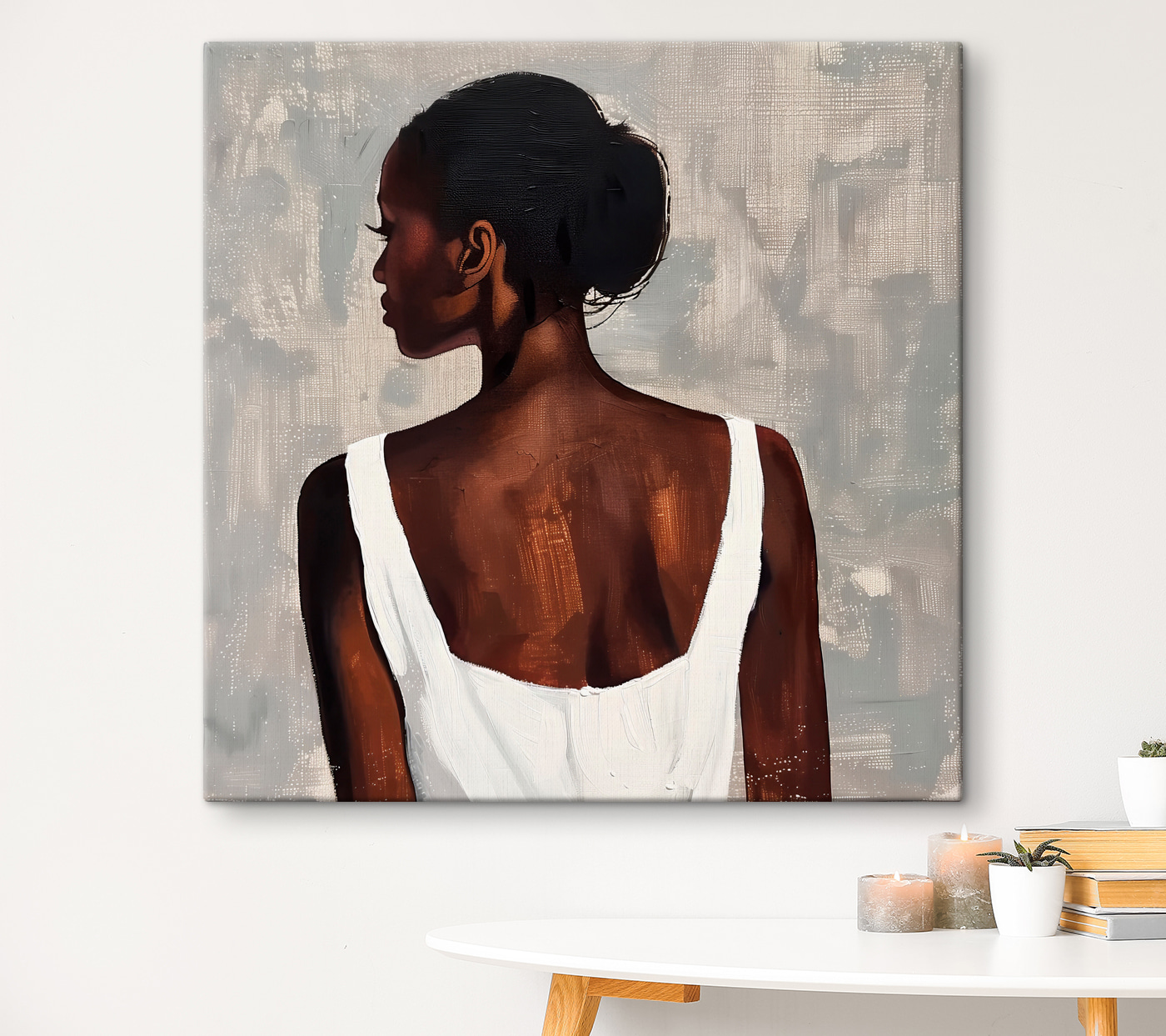Woman in a white tank top Woman in a white tank top