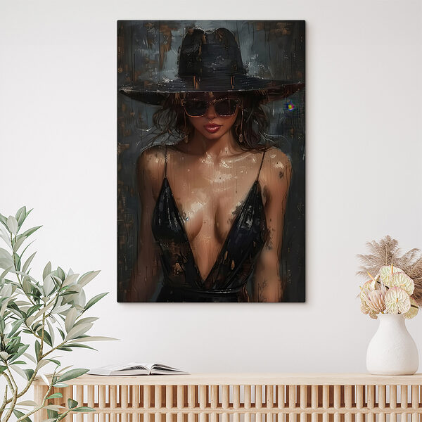 Quadri Donna con cappello e occhiali da sole
