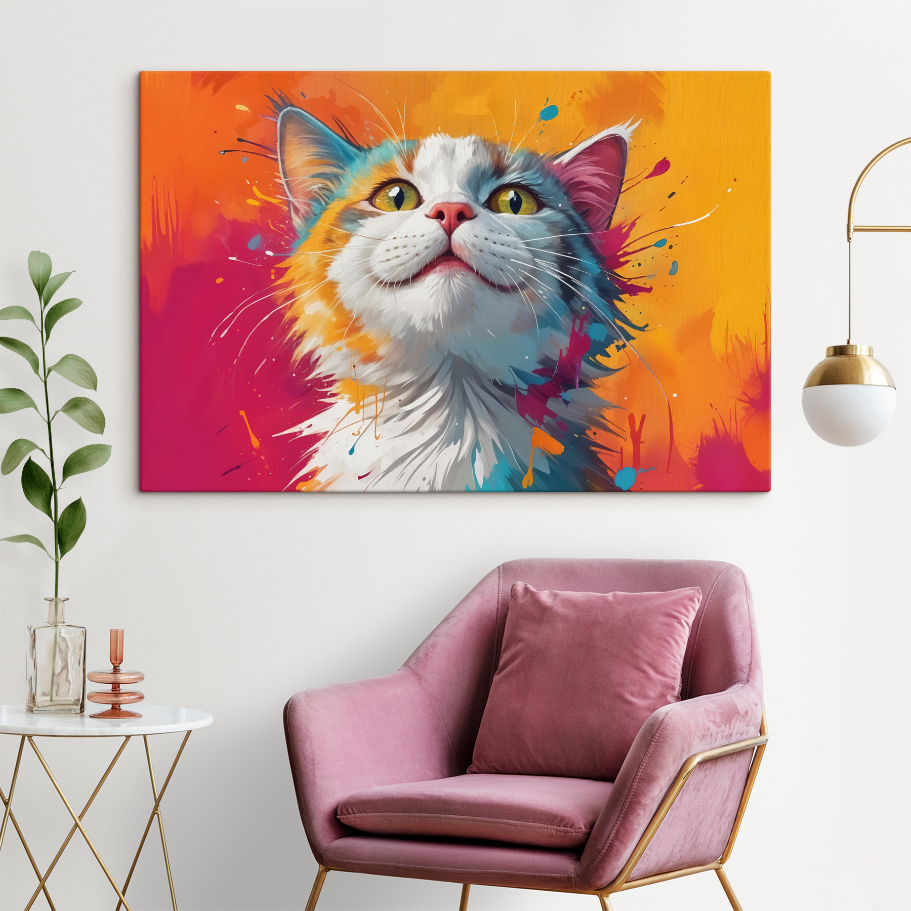Cat with colorful paint splashes Cat with colorful paint splashes