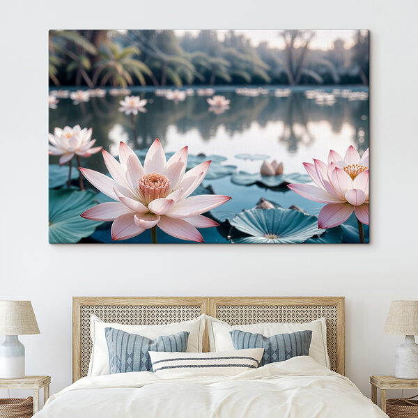 Quadri Fiori rosa e bianchi su un lago (COD: s40555) Quadri Quadri Fiori rosa e bianchi su un lago (COD: s40555)