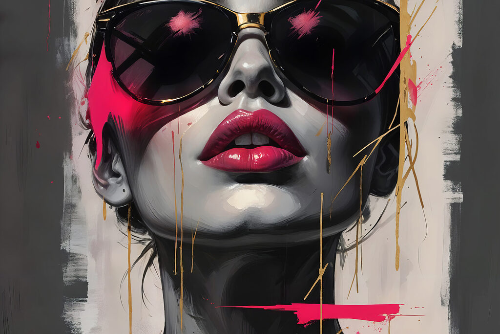 Woman with sunglasses and red lipstick Woman with sunglasses and red lipstick