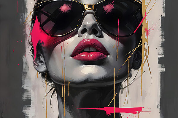 Woman with sunglasses and red lipstick Woman with sunglasses and red lipstick