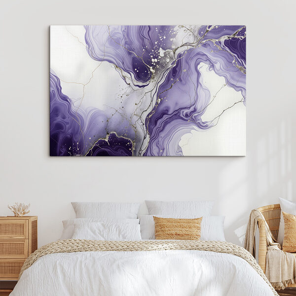 Quadri Quadri Vortici di lavanda con venature metalliche (COD: s40566)