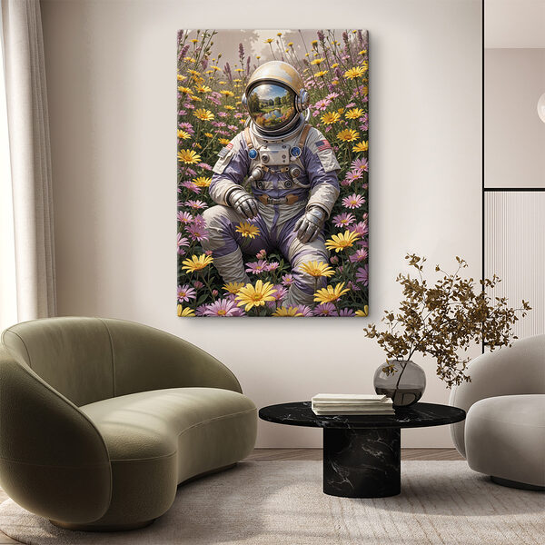 Quadri Quadri Astronauta seduto in un campo di fiori (COD: s40580)