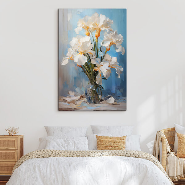 Quadri Quadri Fiori bianchi in un vaso di vetro (COD: s40521)
