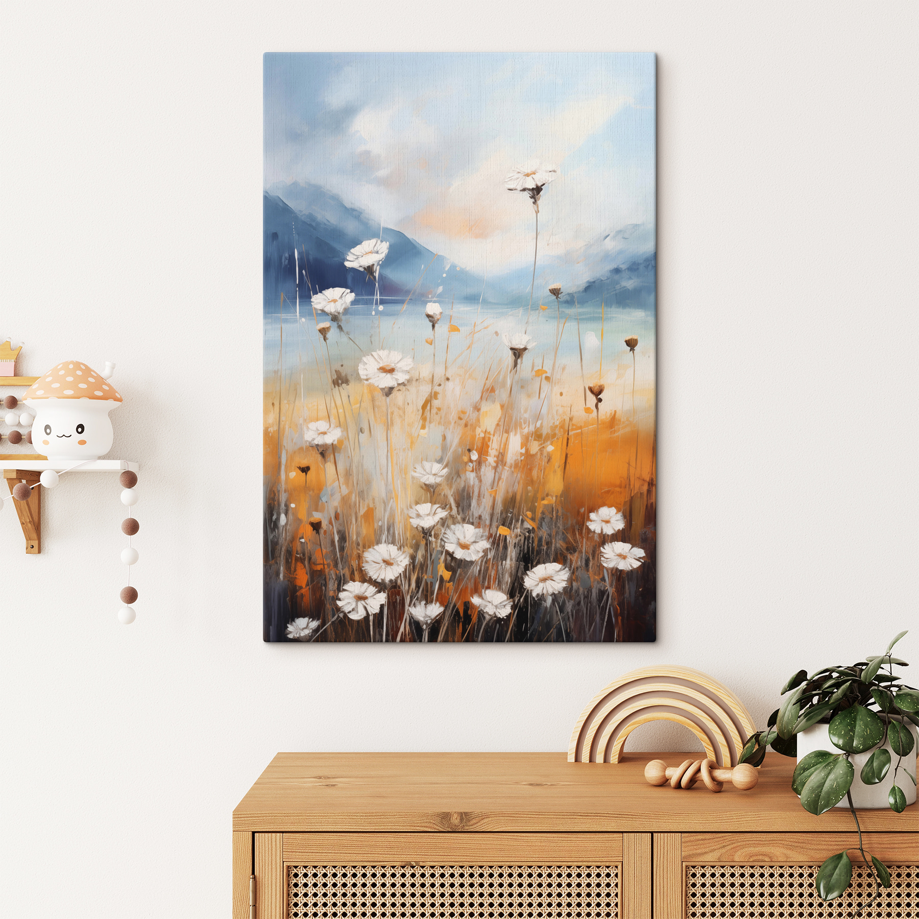 Painting of flowers in a field