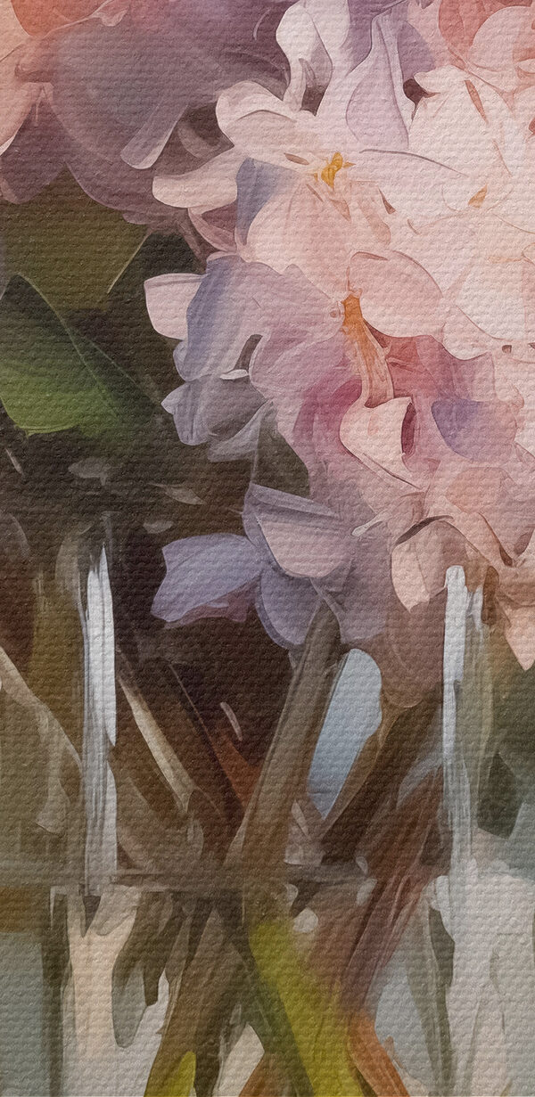 Painting of flowers in a glass vase