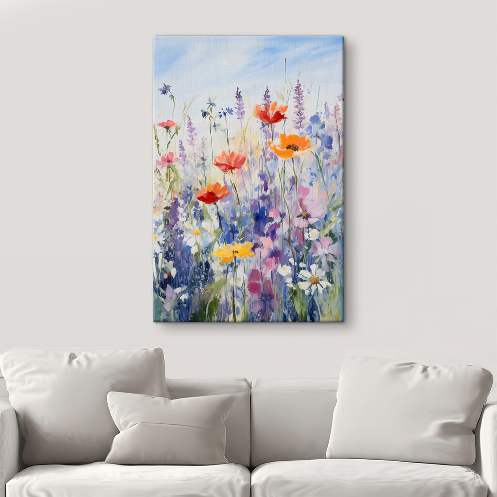 Painting of flowers in a field