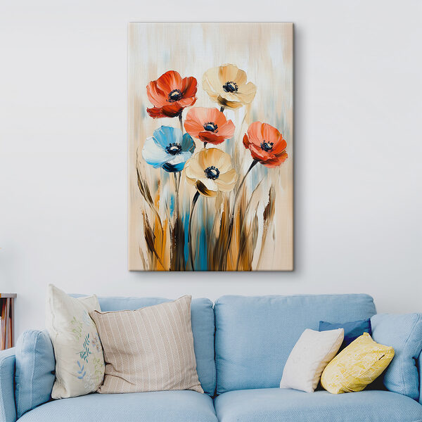 Painting of flowers on a canvas Painting of flowers on a canvas