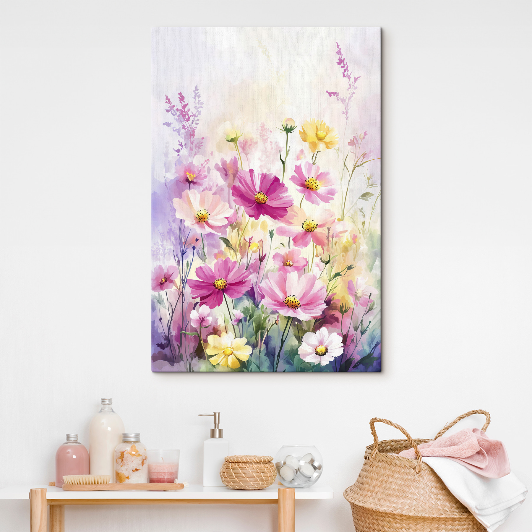 Painting of flowers in a field