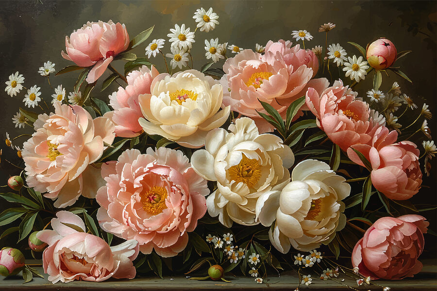 Bouquet di fiori rosa e bianchi Bouquet di fiori rosa e bianchi